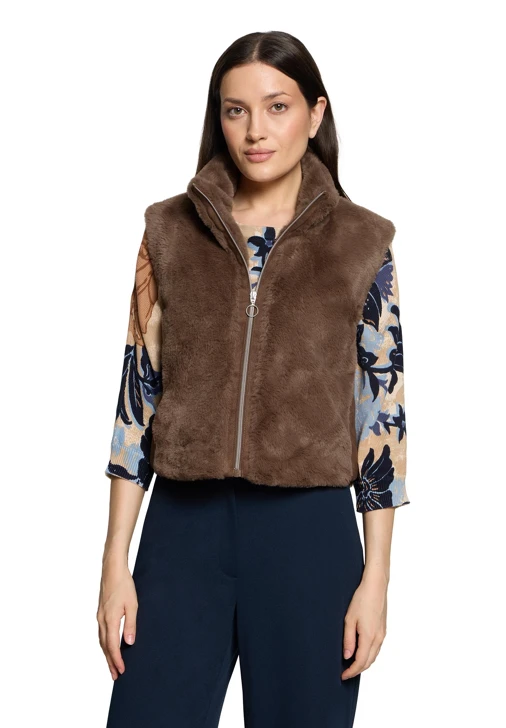 BETTY BARCLAY Women's Brown Fur Vest