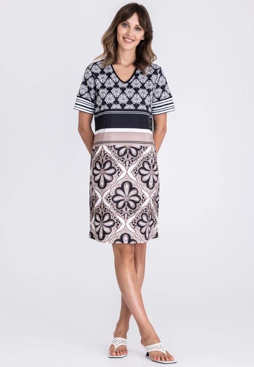 TUZZI GOLDEN OAS ladies dress black and beige
