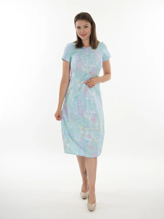AGATA RE ladies dress light blue multi color