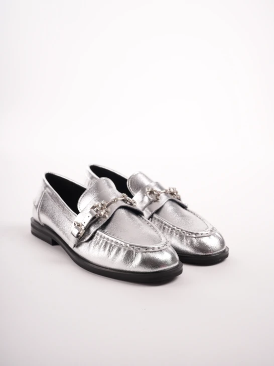 EPICA ladies silver loafers with decorative detail