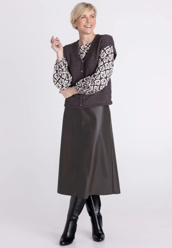 FRANK WALDER Women's Midi Skirt, Brown (2)