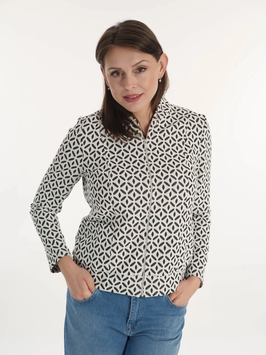 FRANK WALDER ladies jacket white and black patterned light