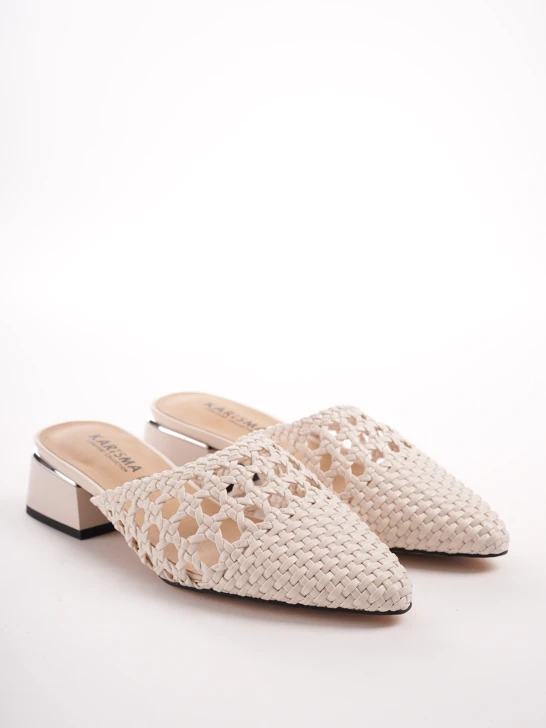 KARISMA ladies beige slippers with decorative pattern