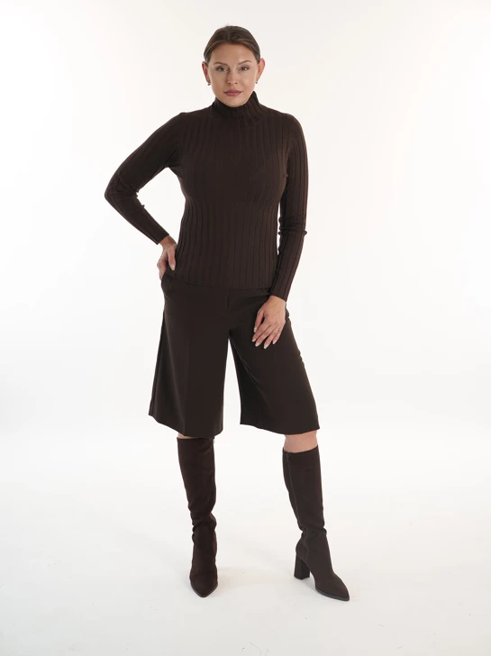 CATNOIR Women's Brown Merino Wool Turtleneck Sweater