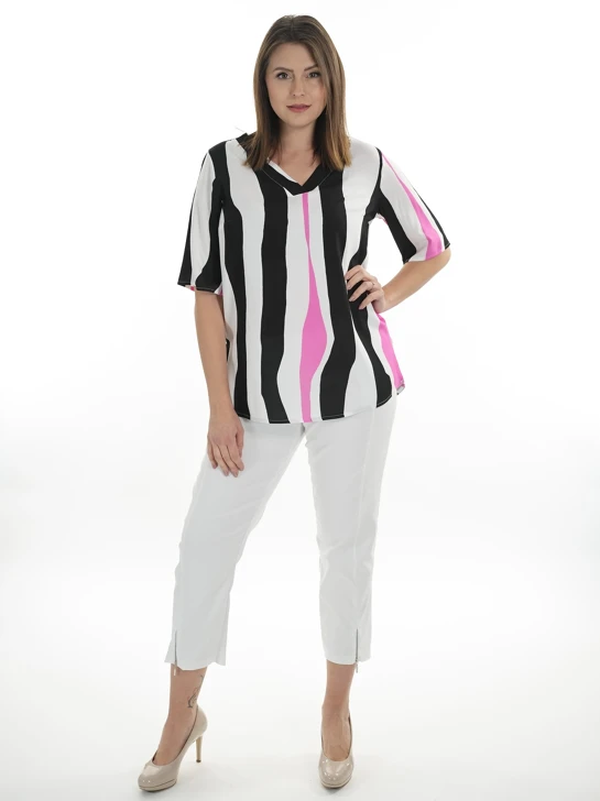 Dorisstreich tunic white and pink