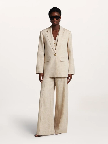 BEAUMONT ladies beige linen jacket with lining (3)