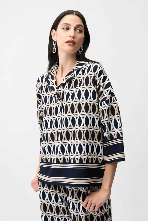 JOSEPH RIBKOFF ladies tunic blue patterned