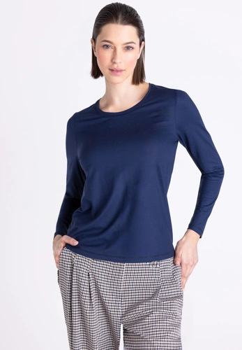 TUZZI ESSENTIALS Women's Dark Blue Long-Sleeve T-Shirt