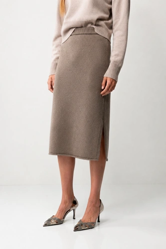 CATNOIR Women's Knitted Merino Wool Skirt with Slit, Dark Gray CATNOIR Women's Knitted Merino Wool Skirt with Slit, Dark Gray