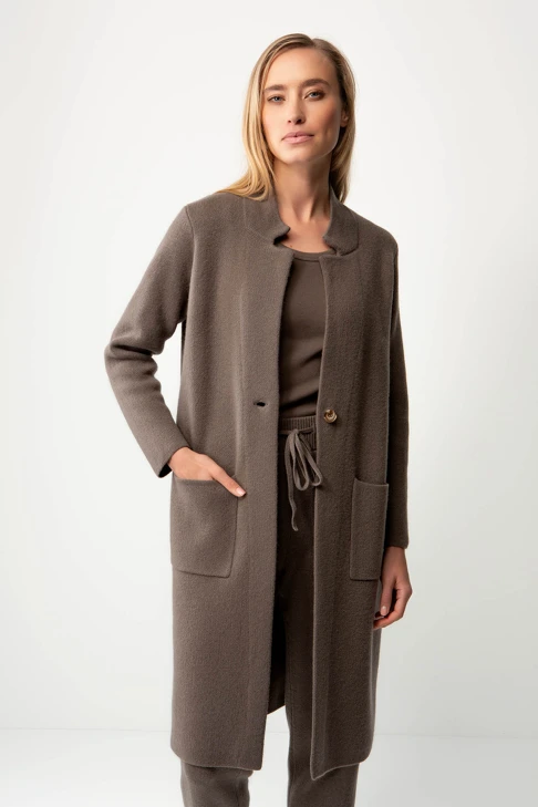 CATNOIR Women's Knitted Merino Wool Coat, Dark Gray