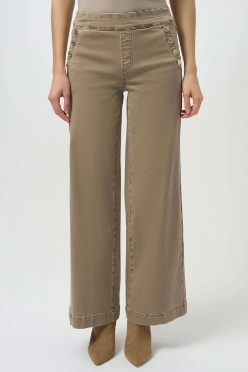 JOSEPH RIBKOFF ladies trousers dark beige wide