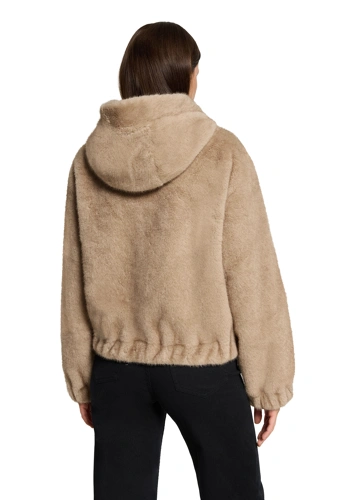 GIL BRET Women's Beige Fur Jacket with Hood (1)
