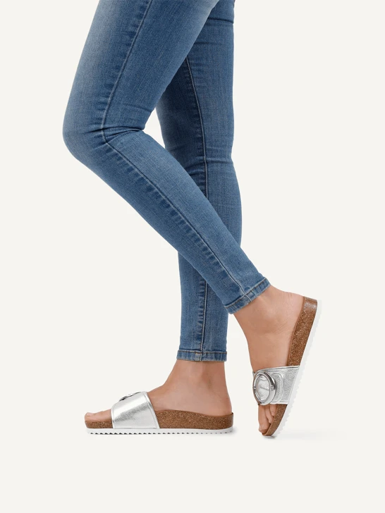 CAPRICE ladies silver slippers