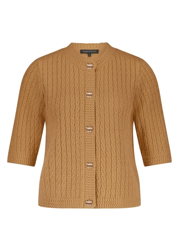 TRAMONTANA women's cardigan dark beige knitted short with buttons (3)