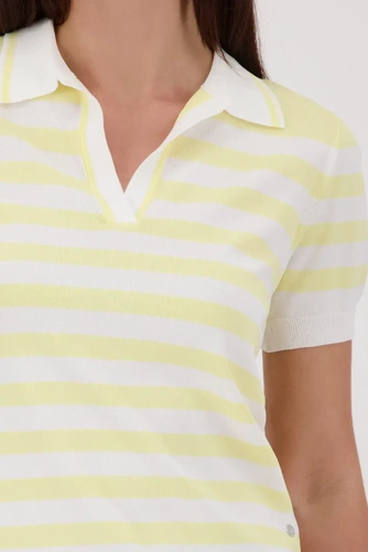 MONARI LIGHT LUXURY ladies polo shirt yellow and white striped (4)