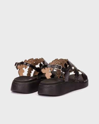 WONDERS black platform sandals for women (1)