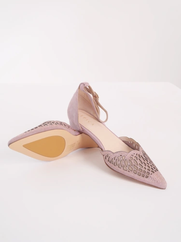 EPICA women's pink pumps with ankle strap and decorated upper (4)