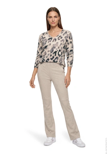 BETTY BARCLAY Women's Beige Velour Pants (2)