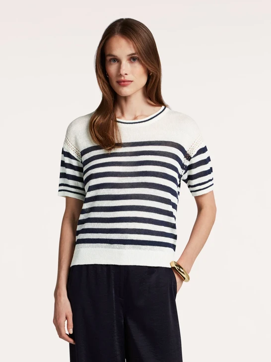 BEAUMONT VIVIAN ladies light beige sweater with stripes