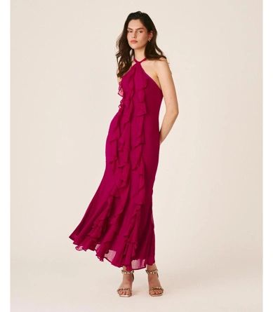 ALMA EN PENA Women's Long Dress, Neckline: FUXIA (2)