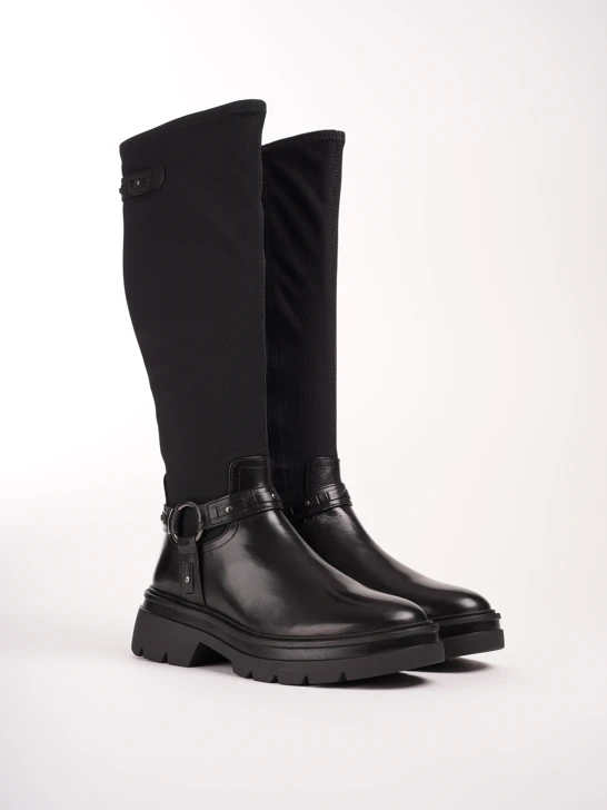 REGARDE LE CIEL women's boots leather and stretch black