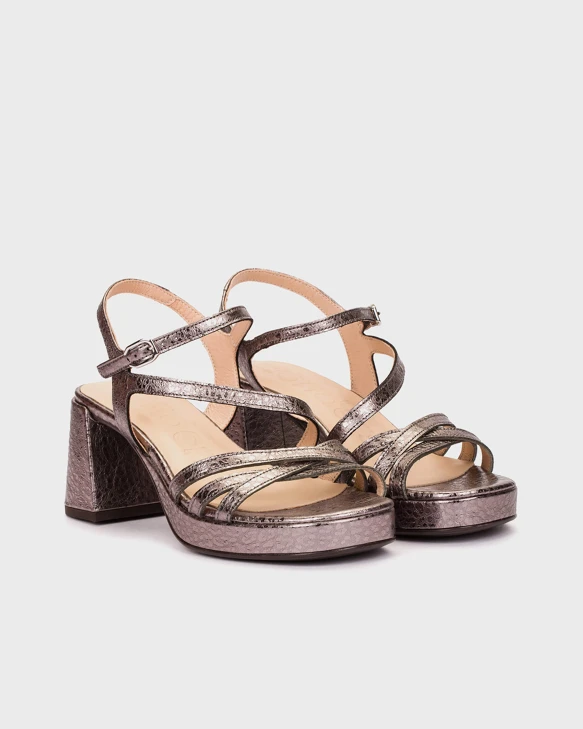 WONDERS ladies heeled sandals silver