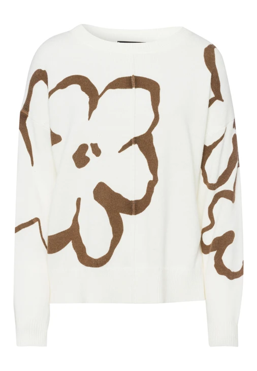 FRANK WALDER ladies beige sweater with brown flower