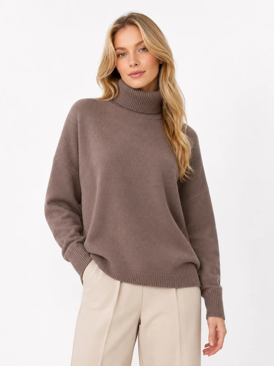CATNOIR Women's Gray Wool-Cashmere Blend Turtleneck