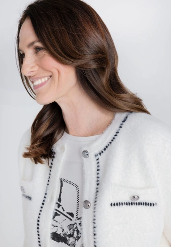 FRANK WALDER Women's Cream-Colored Button-Down Sweater (1)