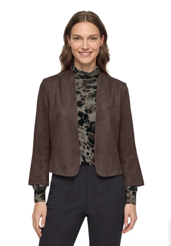 BETTY BARCLAY Women's Brown Suede Blazer