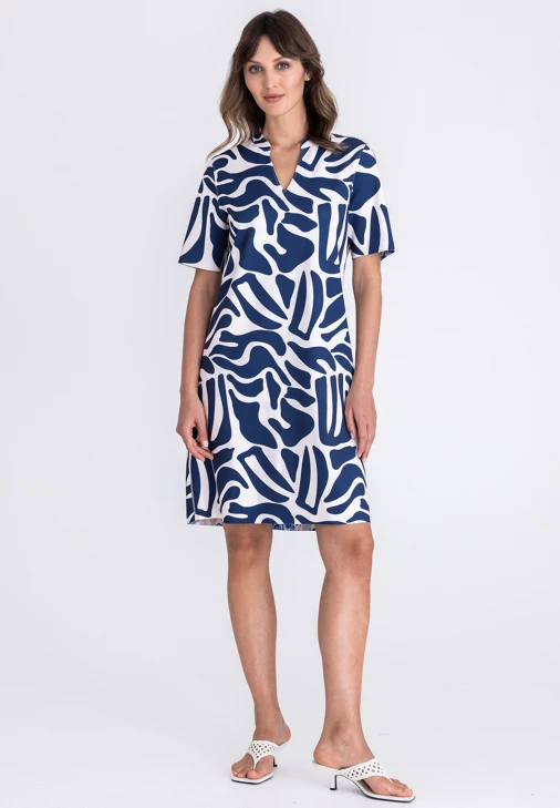 TUZZI BEACH ladies dress blue and white reversible