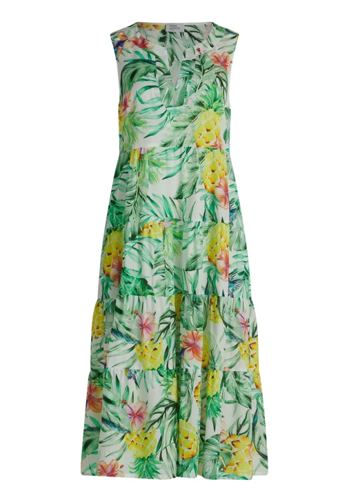 VERA MONT ladies dress green with floral pattern