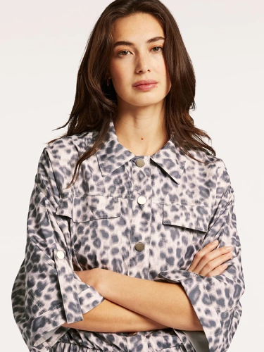 BEAUMONT ladies jacket beige with leopard pattern short sleeve (2)