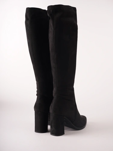 WONDERS Women's Black Stretch Suede Knee-High Boots (1)