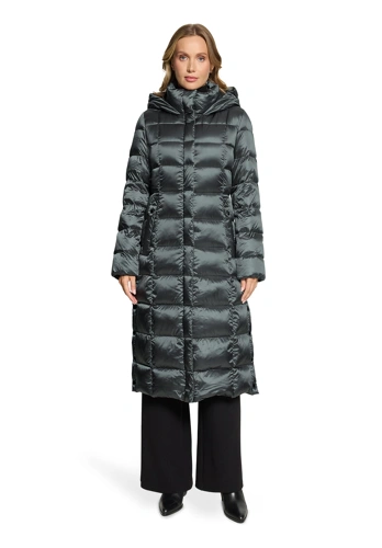 BETTY BARCLAY Women's Quilted Coat with Down and Gray Raccoon Fur, Gray (7)