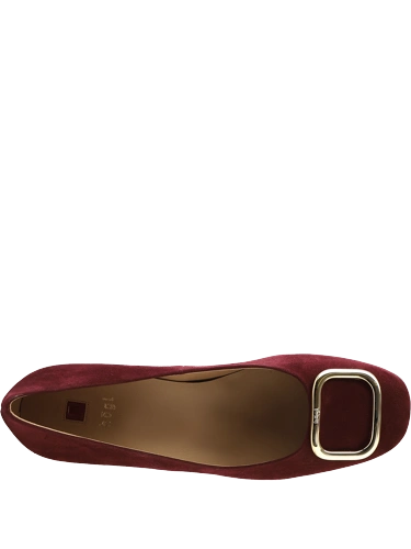 HOGL Women's Pumps with Gold Buckle, Burgundy Suede (3)