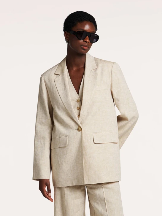 BEAUMONT ladies beige linen jacket with lining
