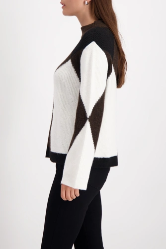 MONARI FASHION CONTRASTS women's black and white sweater with rhinestones (1)