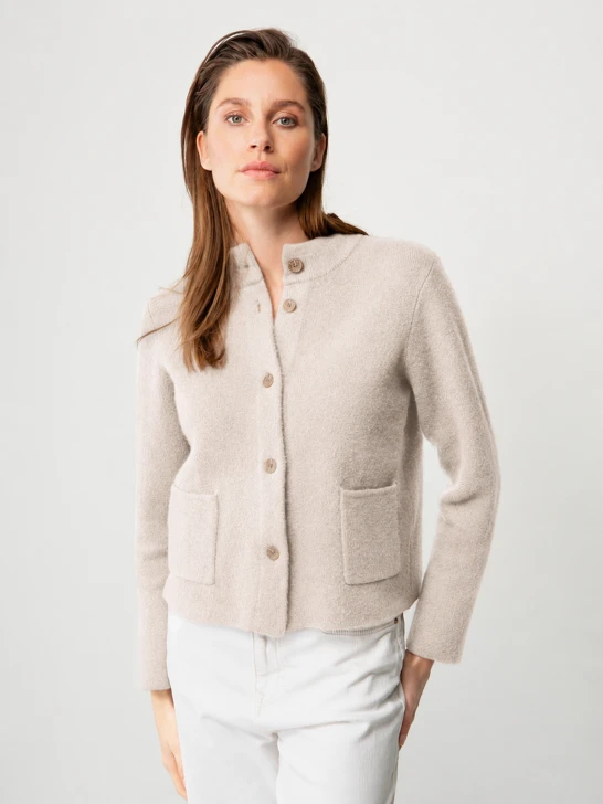 CATNOIR Women's Knitted Merino Wool Cardigan, Gray