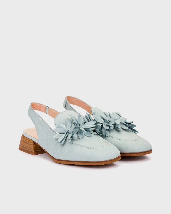WONDERS ladies sandals with floral appliqué blue