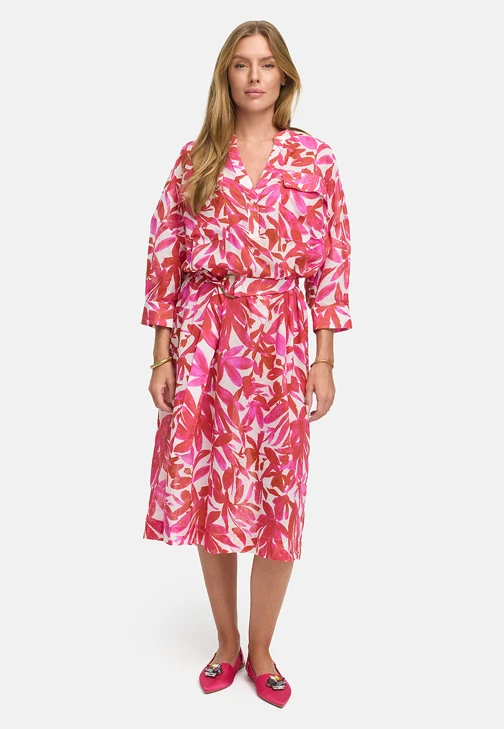 CATNOIR ladies dress beige and pink with print