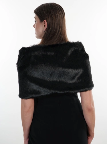 Odrella ladies cape black fur coat (2)