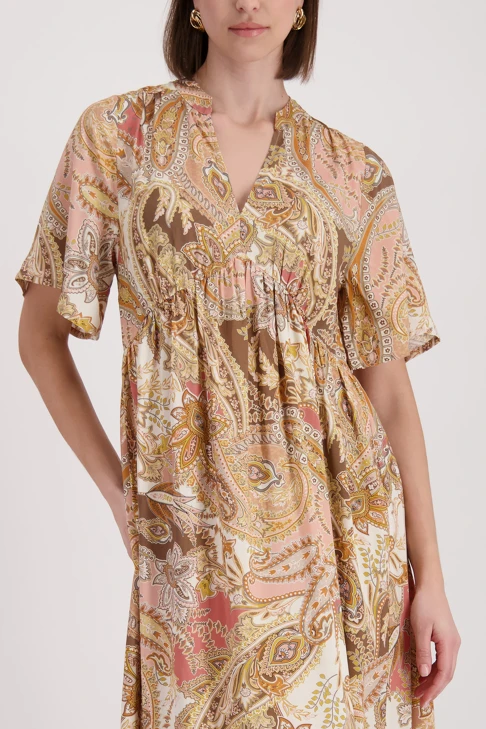 MONARI ITALY ladies dress light brown patterned multi color