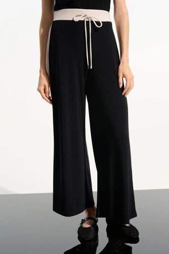 JOSEPH RIBKOFF ladies trousers black with beige side stripe (1)