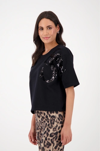 MONARI MONTANA ladies sweatshirt black with lurex and sequins short sleeve (3)