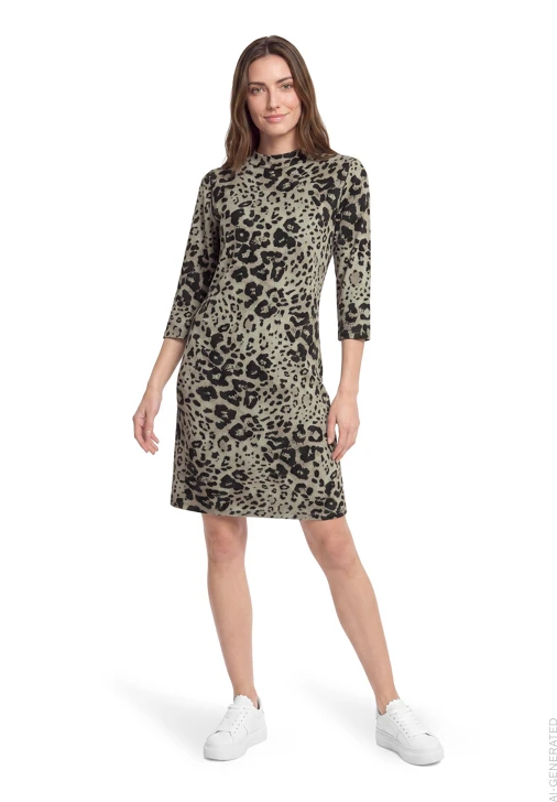 BETTY BARCLAY Women's Knit Dress with Leopard Print