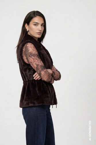 MONARI FASHION SHOW Women's Brown Drawstring Vest (1)