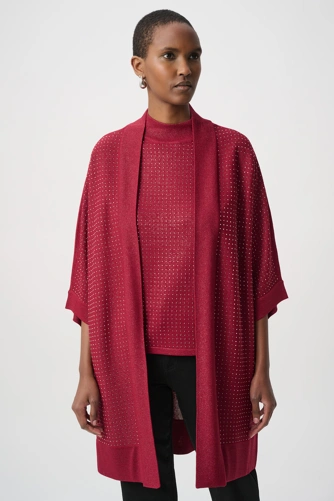 JOSEPH RIBKOFF Women's Burgundy Cardigan