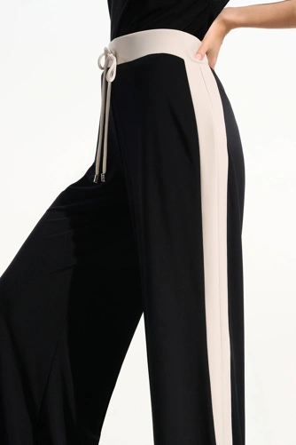 JOSEPH RIBKOFF ladies trousers black with beige side stripe (4)