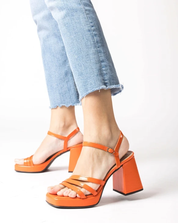 WONDERS women's platform sandals orange